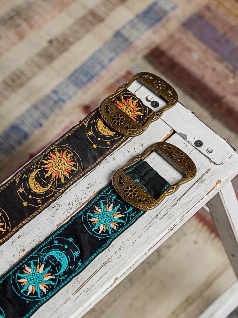 POL Embroidered Sun & Moon Belt- Black with Gold/Yellow